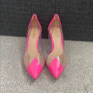 SCHUTZ Hot Pink and Clear Heels